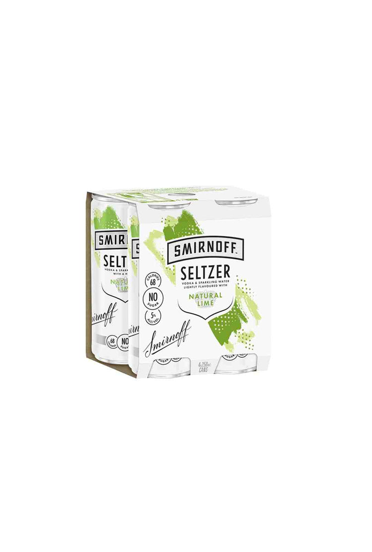 Smirnoff Lime Seltzer 4 Pack 5.0% 250ml Cans