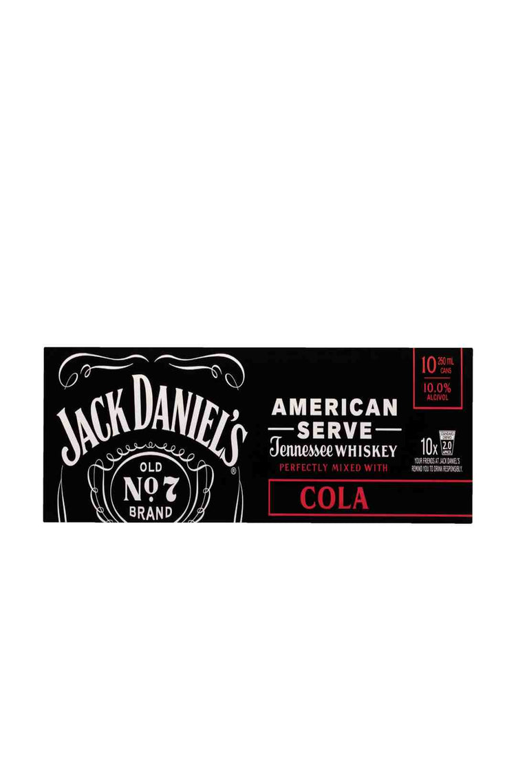 Jack Daniel American Serve & Cola Cans 10.0% 10 Pack 250ml
