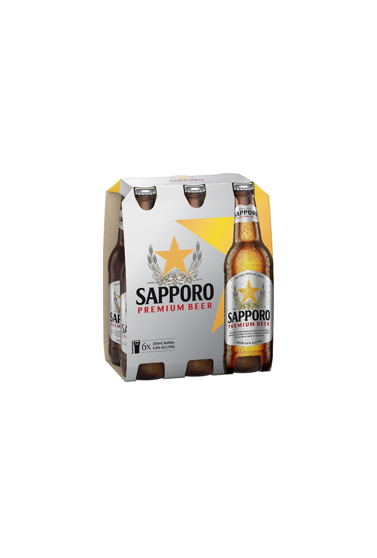 Sapporo Premium Lager Bottle 5.0% 6pack 355mL