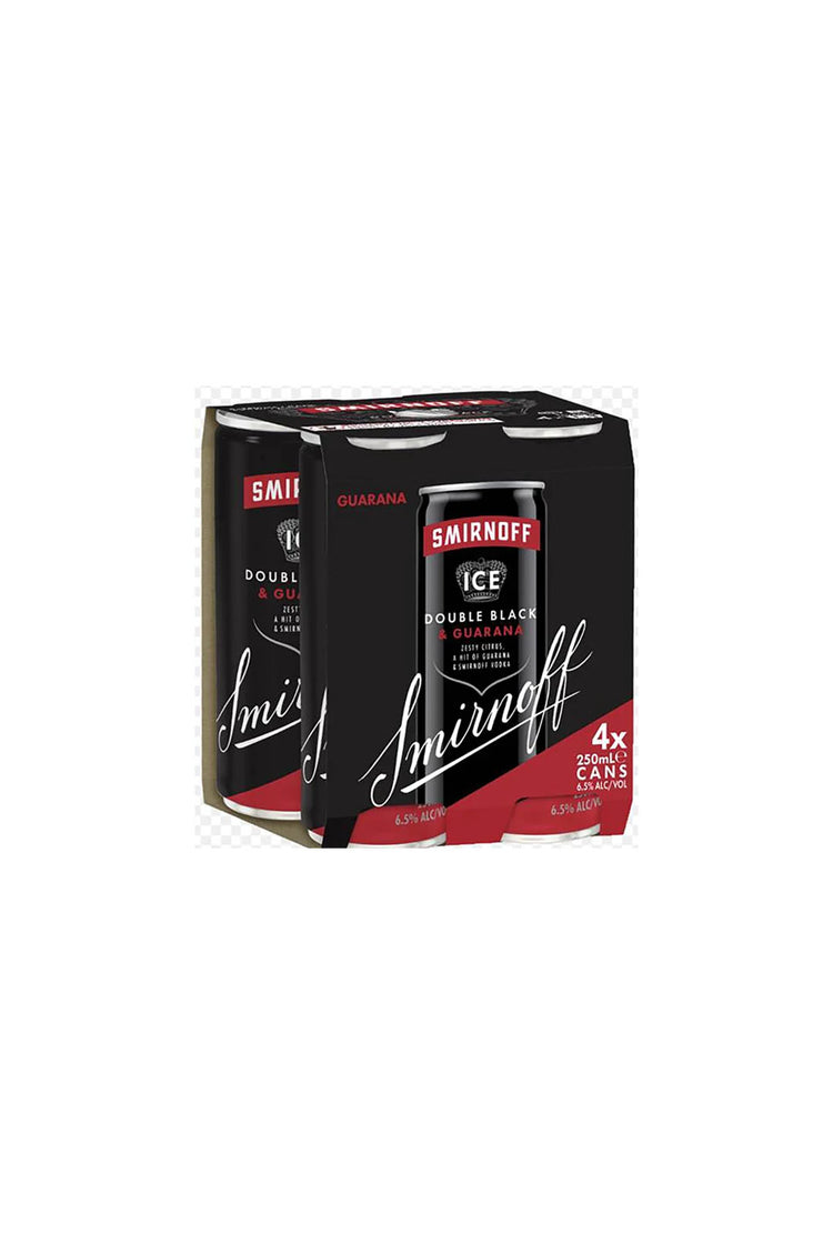 Smirnoff Ice Double Black Guarana 4 Pack 6.5% 250ml Cans